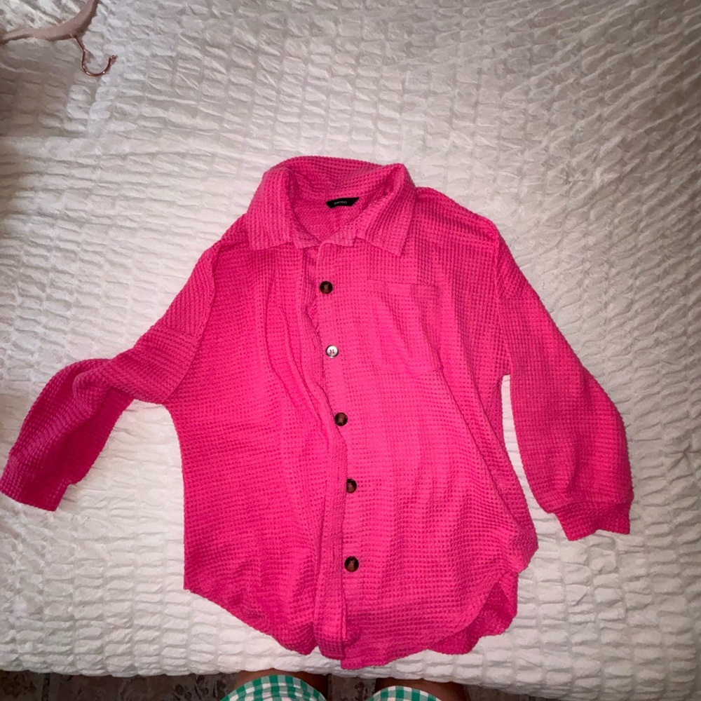 Bright Pink Button-Up Shirt